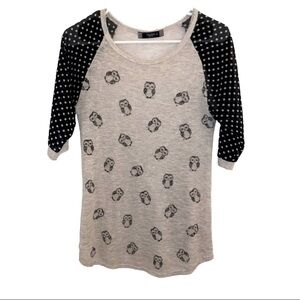 TUTTA BELLA Maternity Owl Novelty Print Polka Dot Top Size S